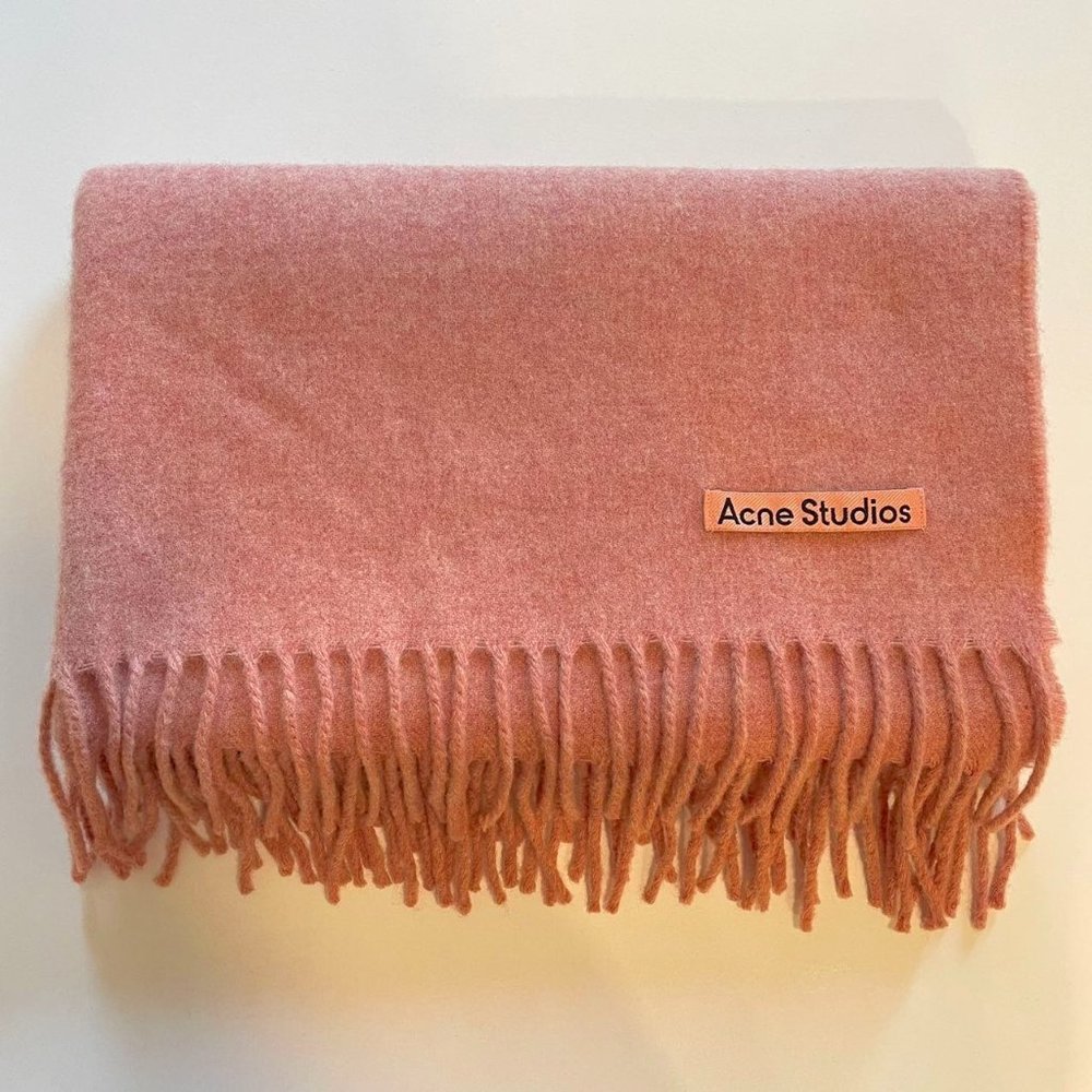Acne Studios - Fringe Wool Scarf Oversized (Rose Melange)